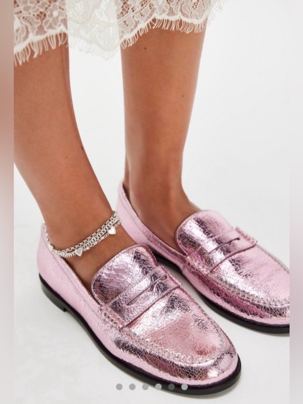 Free People Metallic Pink Penny Loafers